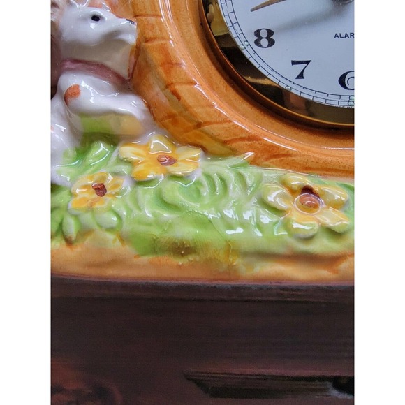 Vintage Ceramic Bear Mantle Table Clock Made In Japan - Picture 7 of 13